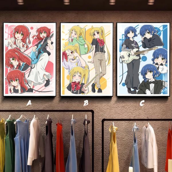 【海外代購】阿喵畫社 孤獨搖滾紅黃藍三部曲三聯 新品12K主題高清裝飾畫 