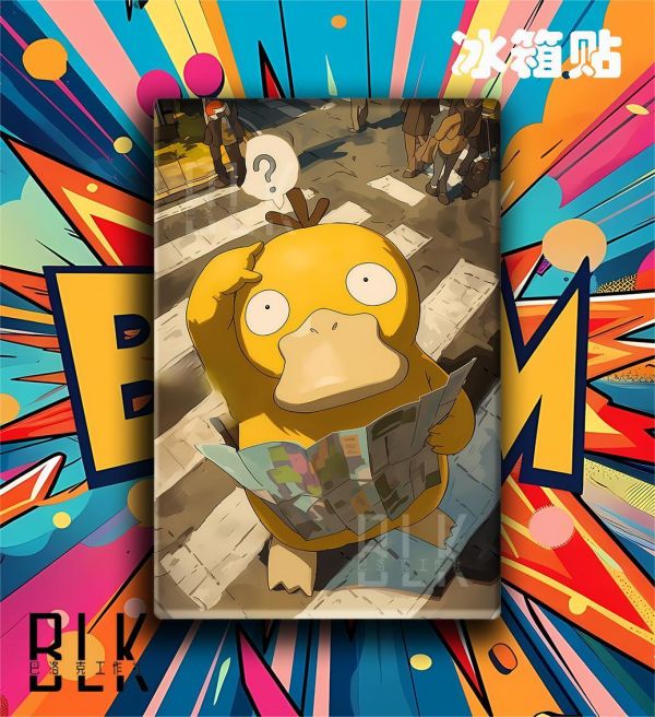 【海外代購】巴洛克 《問號可達鴨》寶可夢30週年皮卡丘小火龍伊布小智動漫裝飾畫冰箱貼 