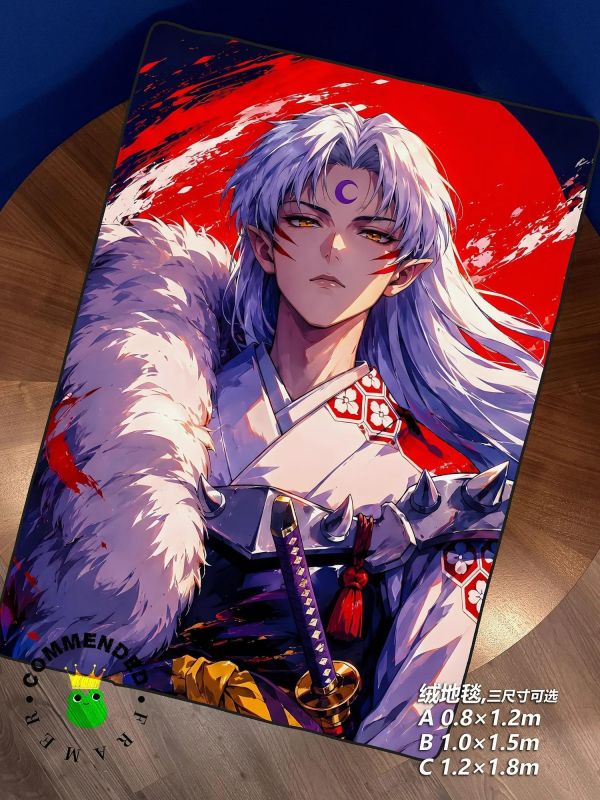 【海外代購】皇呱 《赤月妖尊》犬夜叉殺生丸赤月妖尊裝飾畫 午睡毯  地毯 