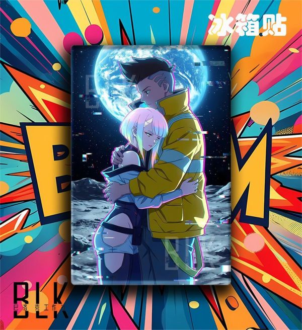 【海外代購】巴洛克 《月球擁抱》露西賽博龐克邊緣行者Lucy大衛動漫裝飾畫冰箱貼 