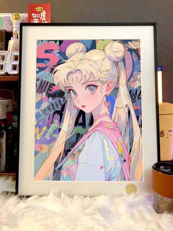 【海外代購】星空《潮派水冰月》水兵月月野兔水手月亮夜禮服假面動漫裝飾畫 
