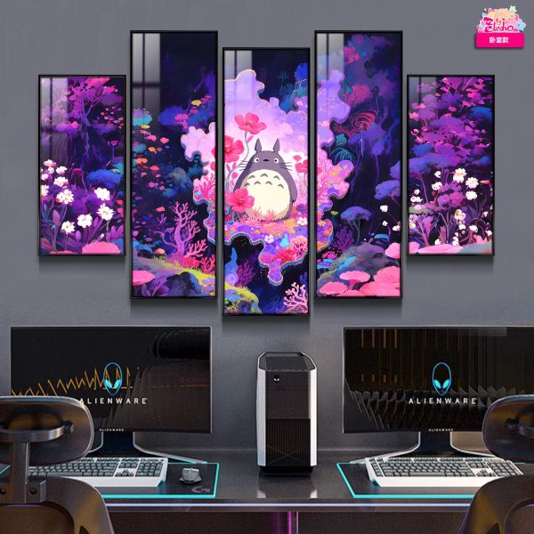 【海外代購】阿喵畫社 宮崎駿 花海 龍貓 新品異形套組裝飾畫 床頭地墊 發光滑鼠墊 