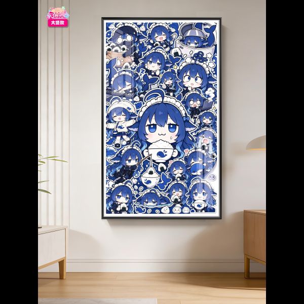 【海外代購】阿喵畫社 藍色大肥魚滿牆大頭 新品12K主題超清裝飾畫 床頭地墊 