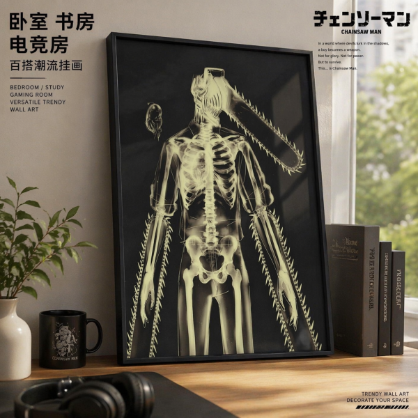 【海外代購】千鳥社 《電次X光》 電次X光夜光畫鏈鋸人蕾塞週邊潮玩裝飾畫二次元小眾氛圍感掛畫 