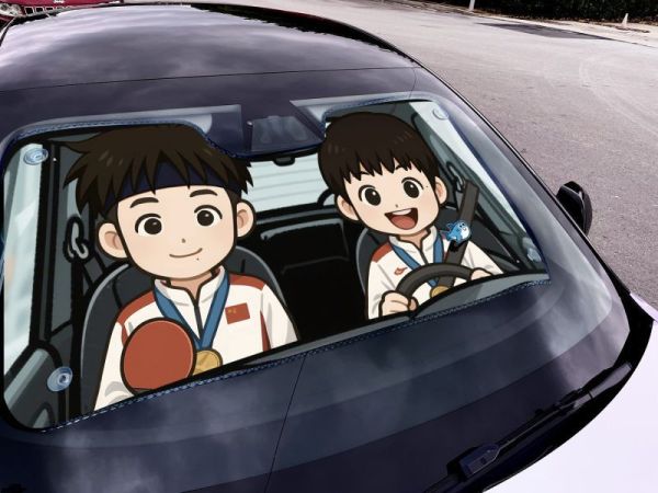【海外代購】千鳥社 《汽車前擋遮陽-莎莎和大頭》孫穎莎王楚欽乒乓球 