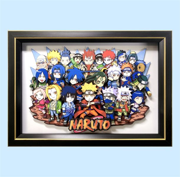 【海外代購】萌萌匠 q版歷代鳴人佐助 全家福裝飾立體畫01 