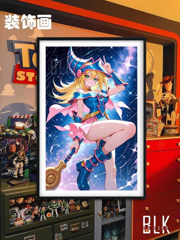 【海外代購】巴洛克 《宇宙魔導女孩》遊戲王阿圖姆三幻神黑魔導青眼白龍裝飾畫冰箱貼 
