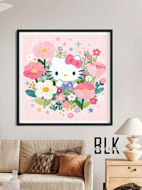 【海外代購】巴洛克 《花花kitty》Hello Kitty新年裝飾畫冰箱貼 