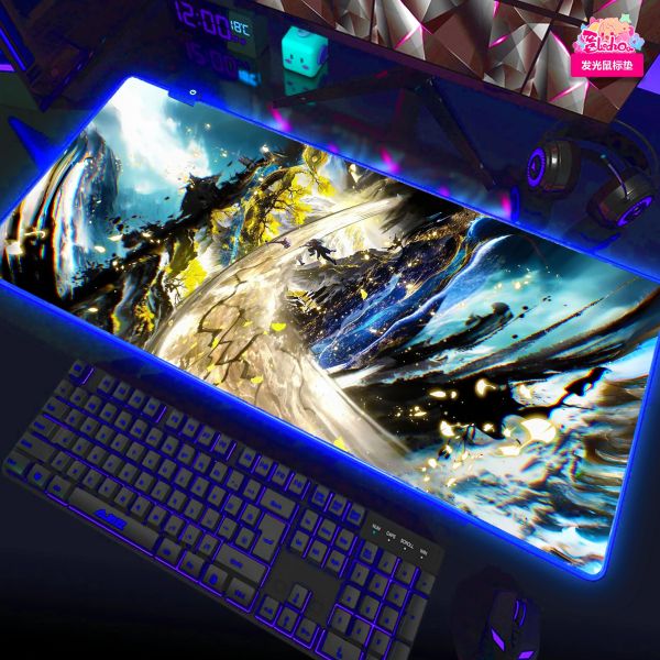 【海外代購】阿喵畫社 滄元圖 隔間紅塵三十里 裝飾氛圍感發光燈帶裝飾畫 發光滑鼠墊 床頭地墊 