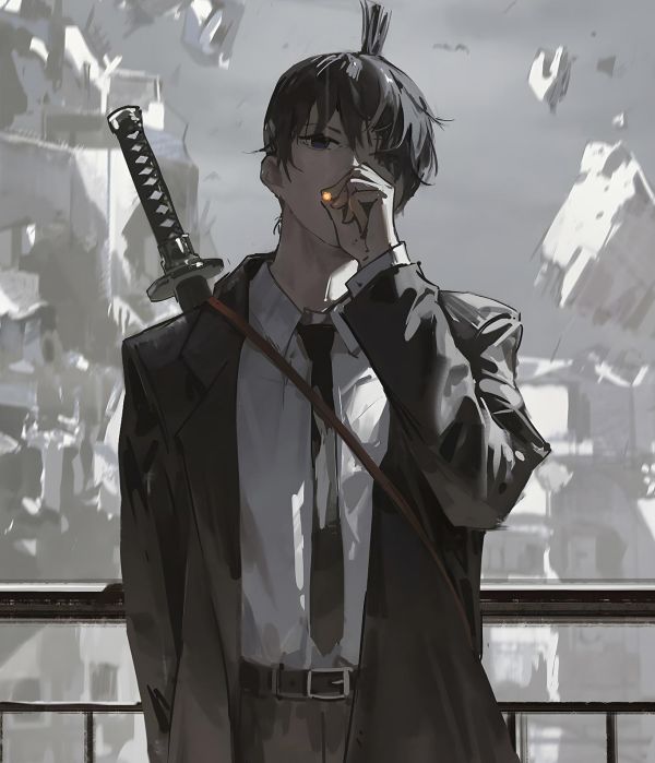 【海外代購】H2 《早川秋》電鋸人鏈鋸人槍之惡魔瑪奇瑪電次動漫裝飾畫 