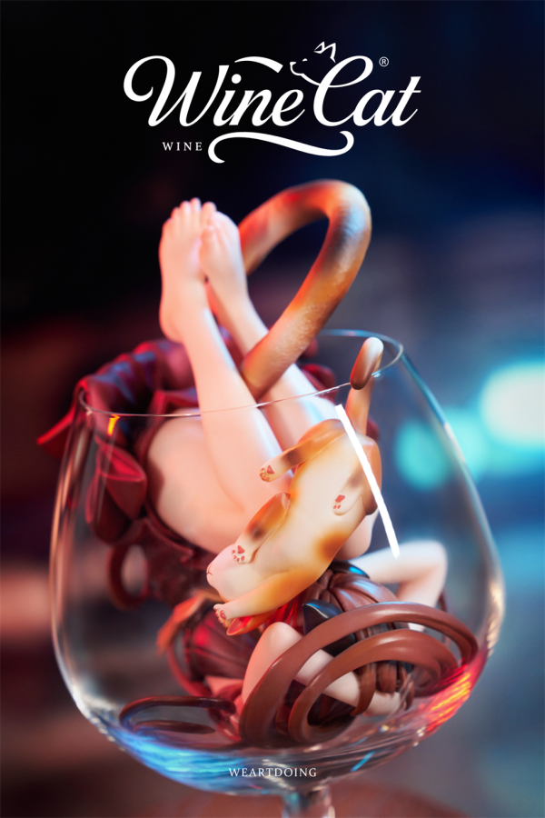 【預定】WeArtDoing WAD 杯中猫女-银月 & 绯夜 Wine Cat-Blue & Red 