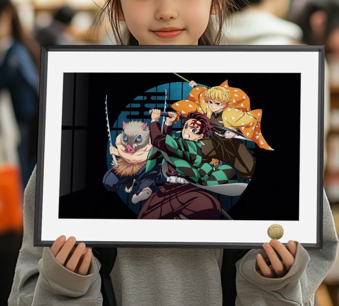 【海外代購】皇呱 《魚糕三人組》鬼滅之刃魚糕三人組灶門炭治郎我妻善逸嘴平伊之助週邊裝飾畫 
