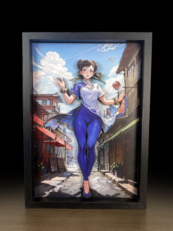 【海外代購】萌萌匠 街頭霸王週邊潮玩 背景牆搭配春麗立體畫可月兌 