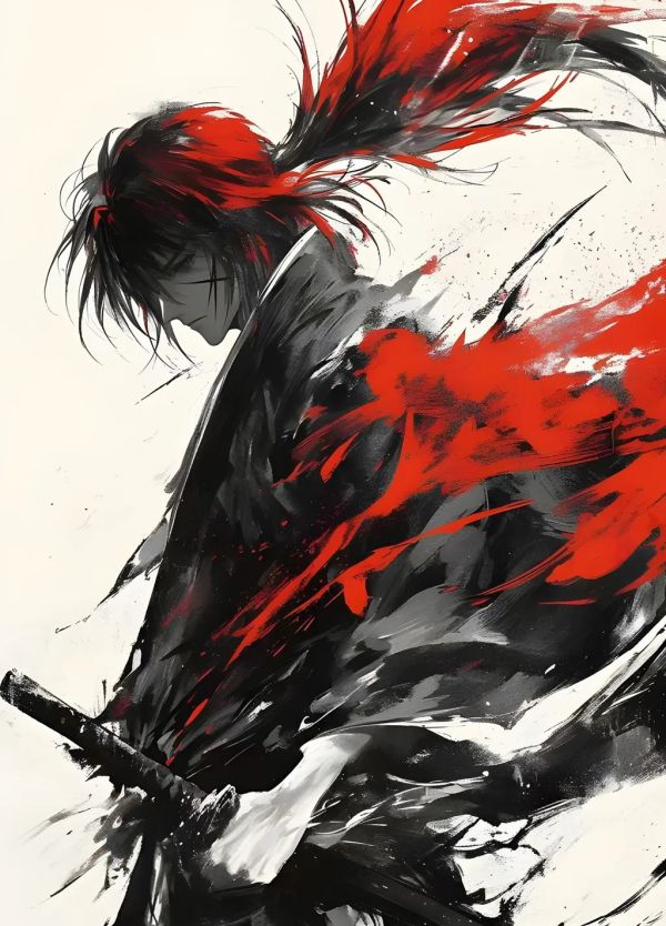 【海外代購】H2 《水墨劍心》浪客劍心拔刀齋神谷薰動漫裝飾畫 