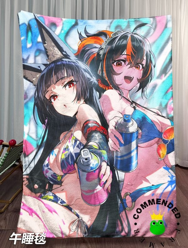 【海外代購】皇呱《星見雅朱鳶》絕區零課長組長塗鴉少女裝飾畫 午睡毯 地毯 