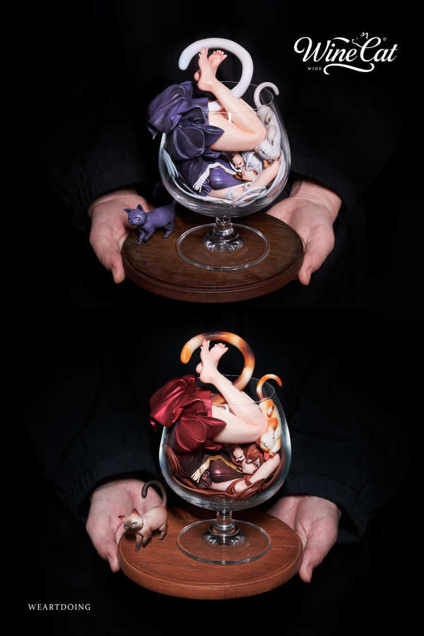 【預定】WeArtDoing WAD 杯中猫女-银月 & 绯夜 Wine Cat-Blue & Red 