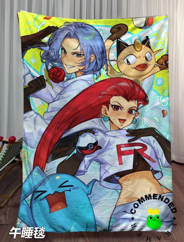 【海外代購】皇呱 《可愛又迷人的反派角色》寶可夢火箭隊裝飾畫 午睡毯 地毯 
