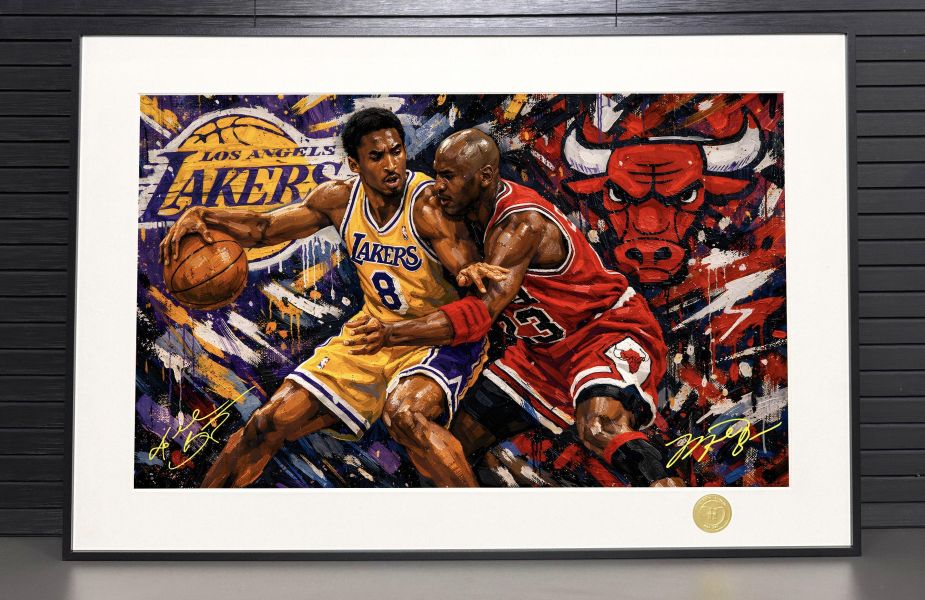 【海外代購】H2 《科比vs喬丹》NBA湖人隊公牛隊籃球之神黑曼巴裝飾畫 