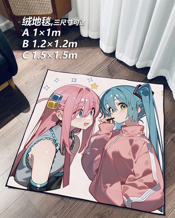 【海外代購】千鳥社 初音未來波奇醬孤獨搖滾公主殿下午睡毯地毯裝飾畫 