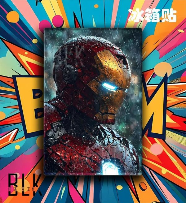 【海外代購】巴洛克 《雨之鋼鐵俠》漫威復聯裝飾畫冰箱貼 