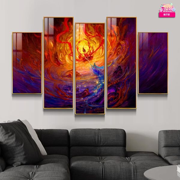 【海外代購】阿喵畫社 哪吒敖丙水火同生五幅套組 異形套組裝飾畫 特大徽章 發光滑鼠墊  地墊 