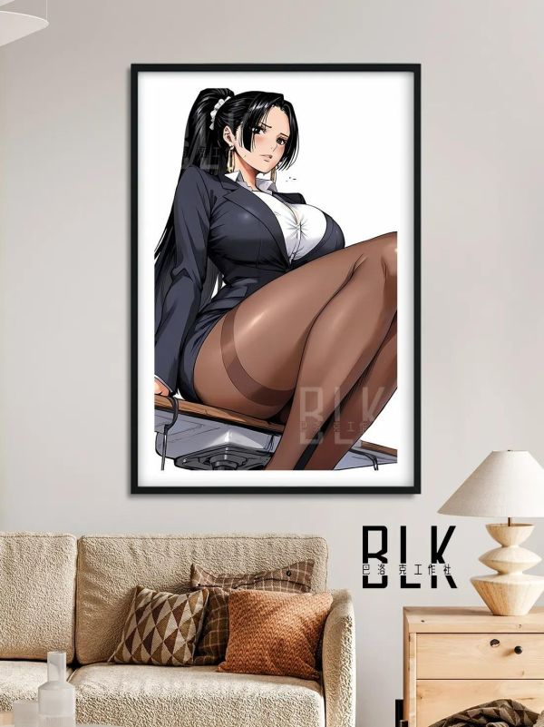 【海外代購】巴洛克 《黑絲女帝》海賊王波雅漢庫克裝飾畫冰箱貼 