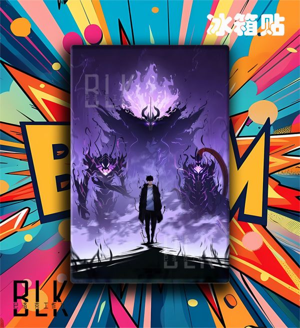 【海外代購】巴洛克 《我獨自升級》solo leveling程肖宇水篠旬暗影君王二次元裝飾畫冰箱貼 