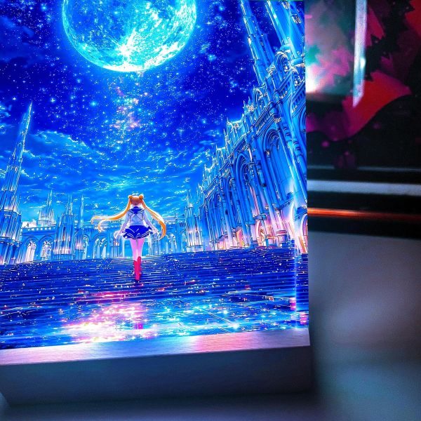 【海外代購】阿喵畫社 美少女戰士水兵月 2cm厚大號特效發光手辦架展示磚 