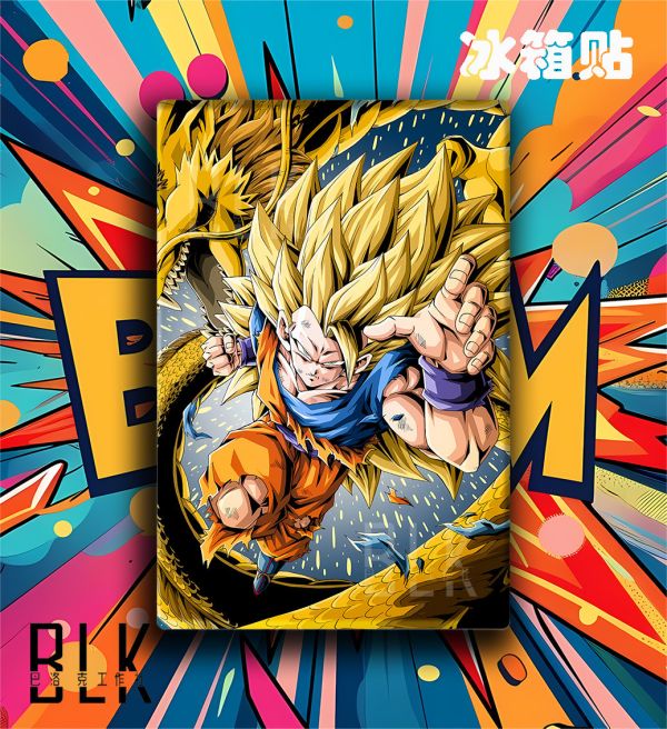 【海外代購】巴洛克 《金色悟空》七龍珠超級賽亞人Dragon Ball卡卡洛特布瑪克林動漫裝飾畫冰箱貼 