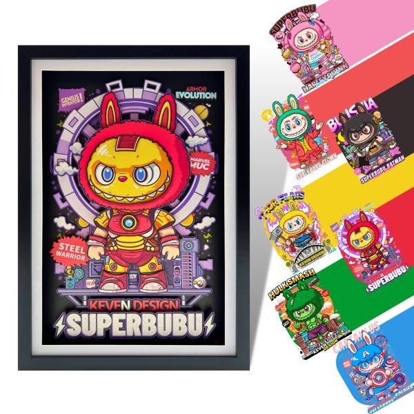 【海外代購】凹凸Panda KEVEN DESIGN SuperBubu超級英雄系列 手作紙藝立體裝飾掛畫 