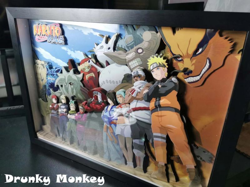 【海外代購】【56*40CM】Drunky Monkey Crew 醉猴組 Naruto 火影九大尾獸&人柱力立體裝飾畫  