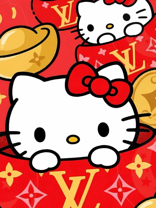 【海外代購】星空《發財kitty》凱蒂貓堤提貓吉蒂貓三麗鷗裝飾畫 