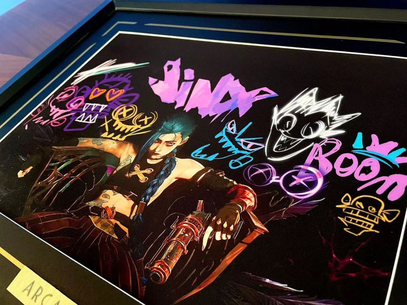 【海外代購】千鳥社 《英雄聯盟：雙城之戰》金克絲暴暴Jinx螢光潮流裝飾畫 