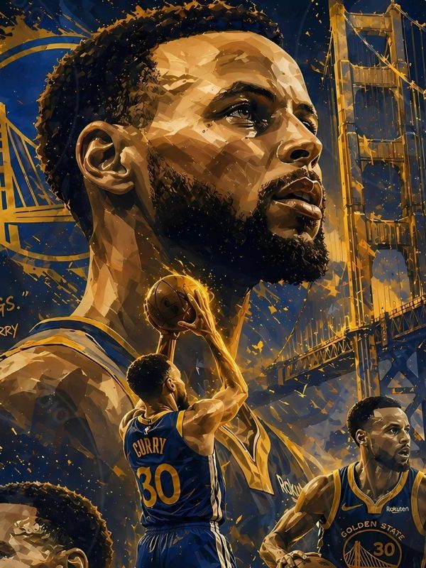 【海外代購】星空《王朝-庫裏》curry萌神三分王nba金州勇士裝飾畫 