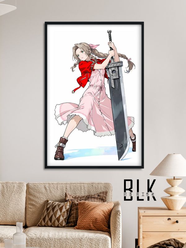 【海外代購】巴洛克 《持劍愛麗絲》Aerith婚紗蒂法TIFA最終幻想FF7動畫裝飾畫冰箱貼 