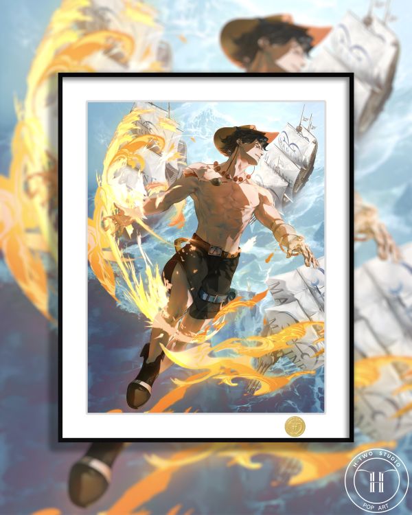 【海外代購】H2 《火拳艾斯》海賊王路飛索隆薩博白鬍子動畫二次元裝飾畫 