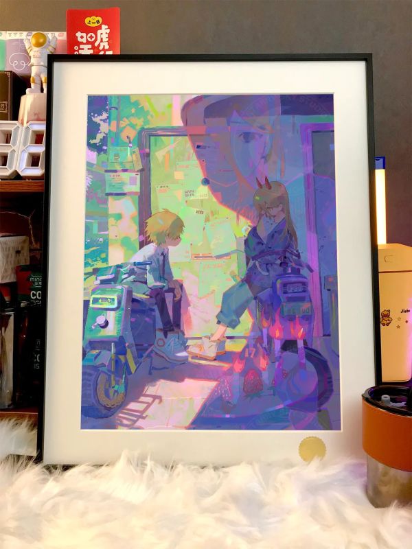 【海外代購】星空 《小電次小帕瓦》電鋸人power瑪奇瑪早川秋裝飾畫 