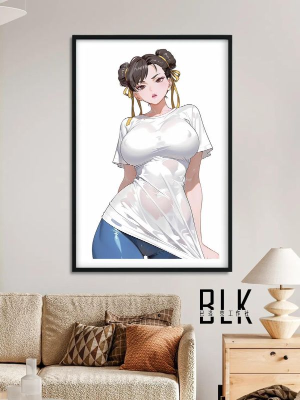 【海外代購】巴洛克《白色春麗》街頭霸王裝飾畫冰箱貼 