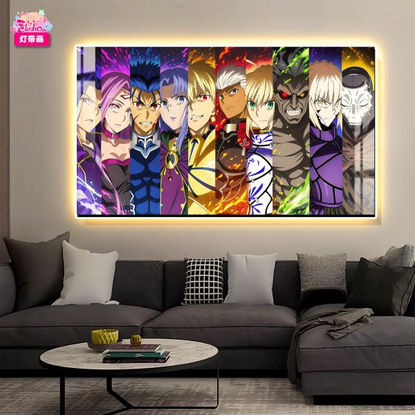 【海外代購】阿喵畫社 Fate英靈團 主題裝飾氛圍感發光燈帶裝飾畫 發光滑鼠墊 床頭地墊 