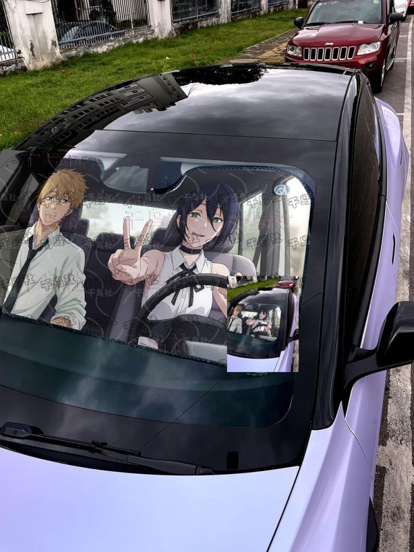 【海外代購】千鳥社 《汽車前擋遮陽－蕾塞與電次 雙人》 二次元汽車遮陽防曬前擋開車鏈鋸人電鋸人蕾塞電次波奇塔炸彈惡魔 