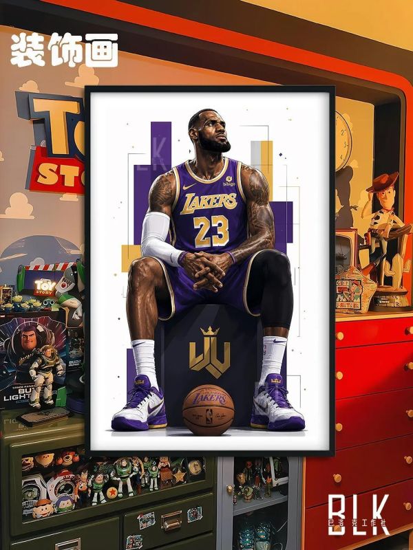 【海外代購】巴洛克 《坐姿詹姆斯》NBA洛杉磯湖人隊裝飾畫冰箱貼 