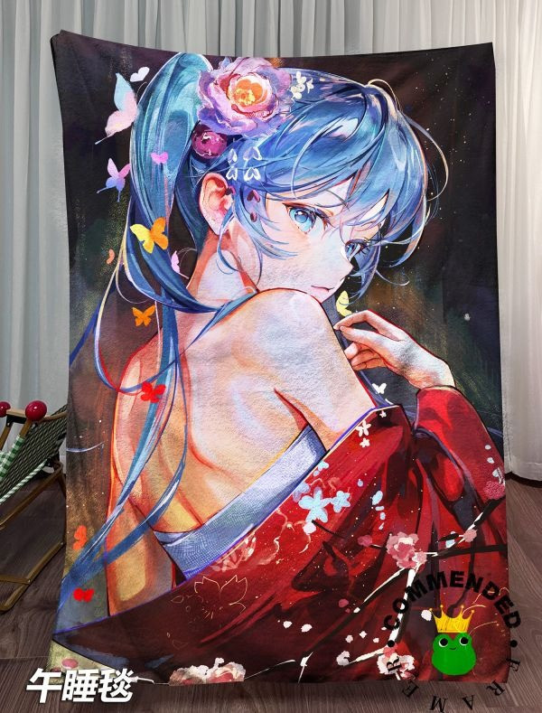 【海外代購】皇呱  《和服初音未來》初音ミク裝飾畫 午睡毯 地毯 