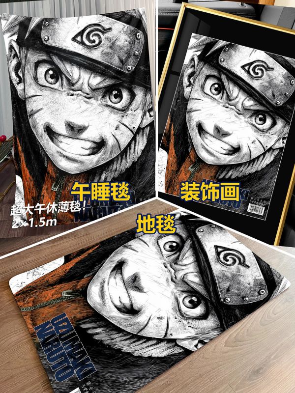 【海外代購】千鳥社 《墨影鳴人》火影忍者漩渦鳴人第七班二次元午睡毯地毯裝飾畫 