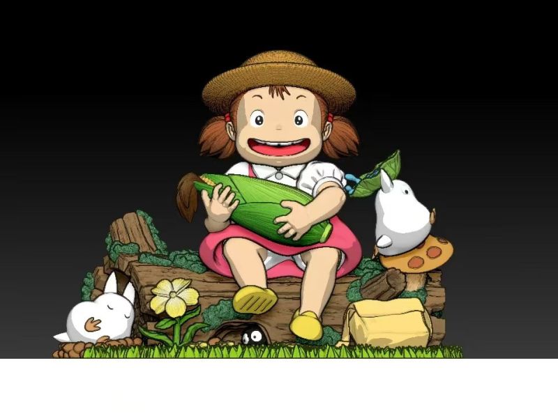 【預留請洽客服】龍喵 宮崎駿龍貓溫馨場景 《抱玉米的小梅》 