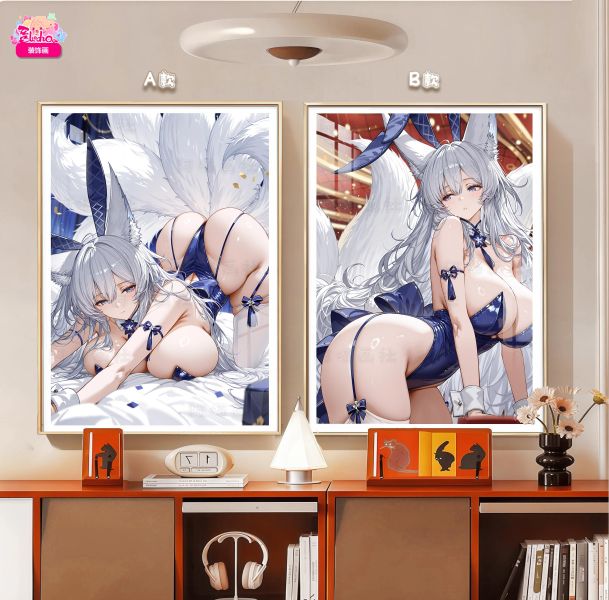 【海外代購】阿喵畫社 兔女郎 信濃雙聯 碧藍航線8k超大高清裝飾畫 午睡毛毯 冰箱貼 