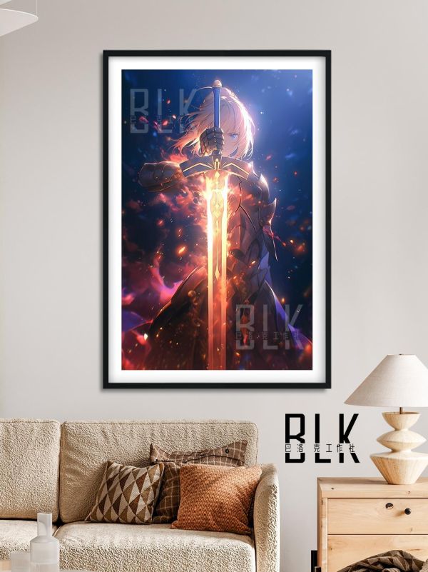 【海外代購】巴洛克 《火焰之劍》Fate/stay night吾王saber阿爾托莉雅·潘德拉貢亞瑟王裝飾畫冰箱貼 