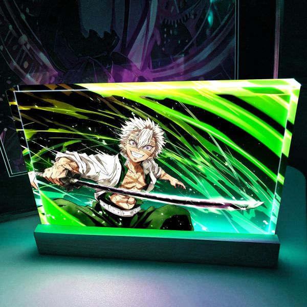 【海外代購】阿喵畫社 風之呼吸霞之呼吸發 23cm大號特效發光手辦架展示磚 