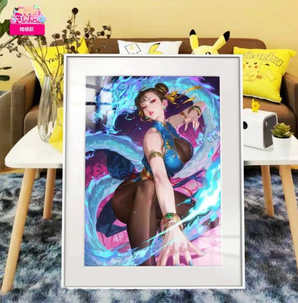 【海外代購】阿喵畫社 龍吟春麗 展館級8k超清精裱畫 牆面掛毯 冰箱貼 
