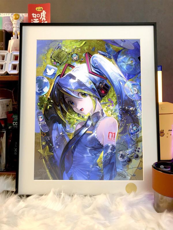 【海外代購】星空 《生日初音》初音未來Miku公主殿下甩蔥歌遊戲動漫裝飾畫 