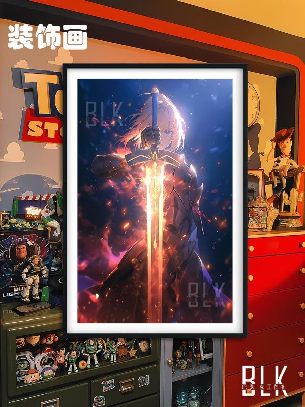【海外代購】巴洛克 《火焰之劍》Fate/stay night吾王saber阿爾托莉雅·潘德拉貢亞瑟王裝飾畫冰箱貼 